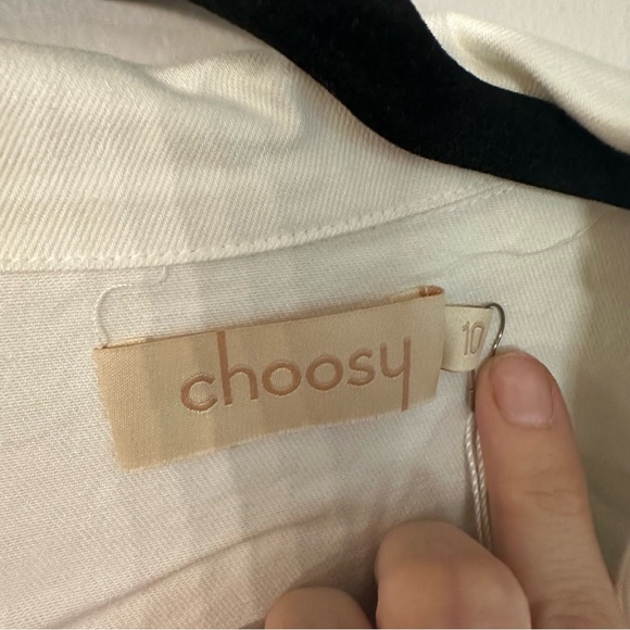 Choosy Women’s White Long Sleeve Cotton Button Up Tie Waist Jumpsuit Sz 10 NWT - Picture 5 of 10